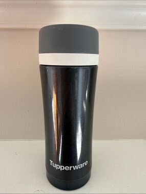 Tupperware Black sparkle Travel Tumbler with Gray and White Accents